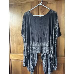 Free People Charcoal Vintage Print Crop Tee Size S/P